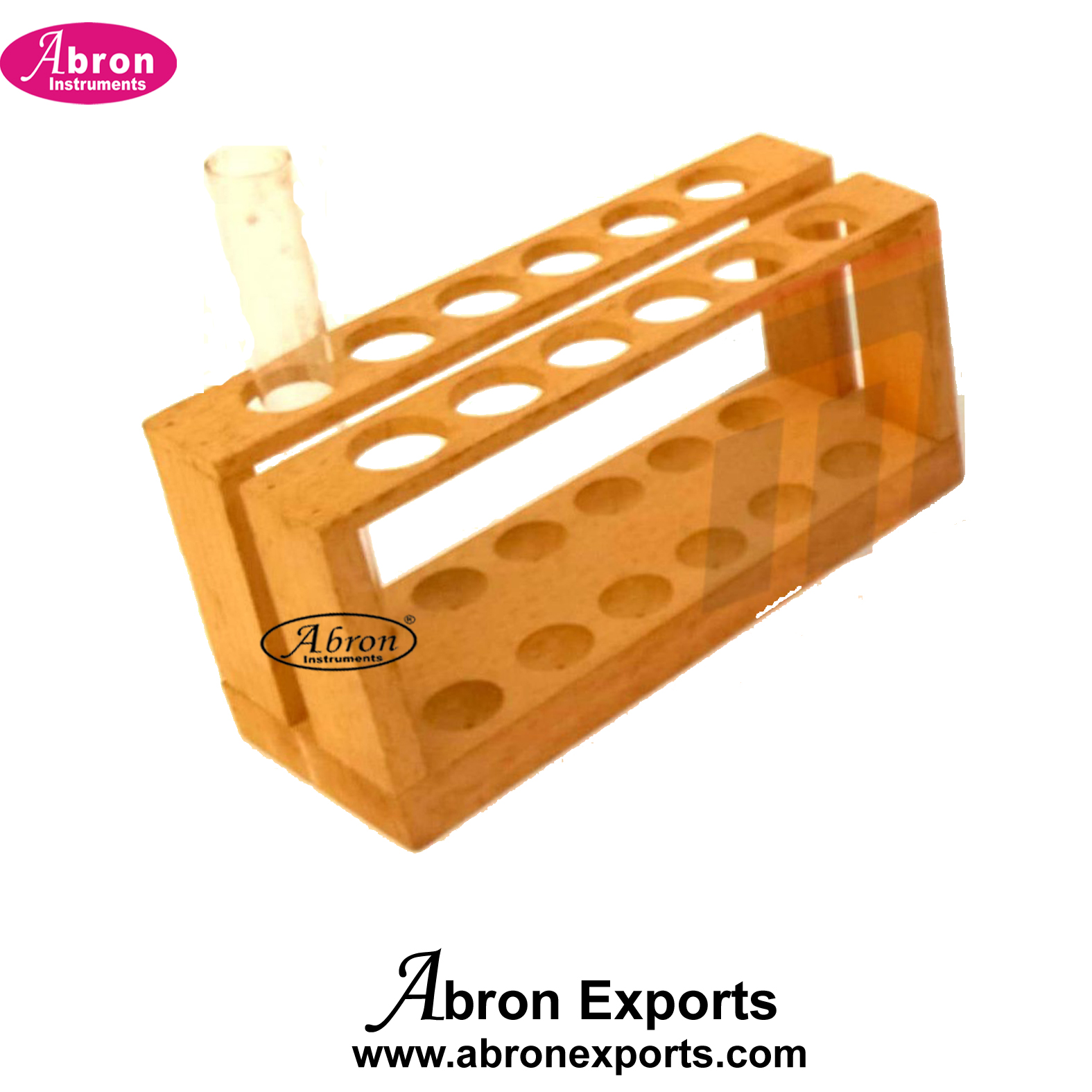 Test Tube Stand Rack wooden double 12 Tubes x25mm side stand base 10pc Abron AC-633WD12 